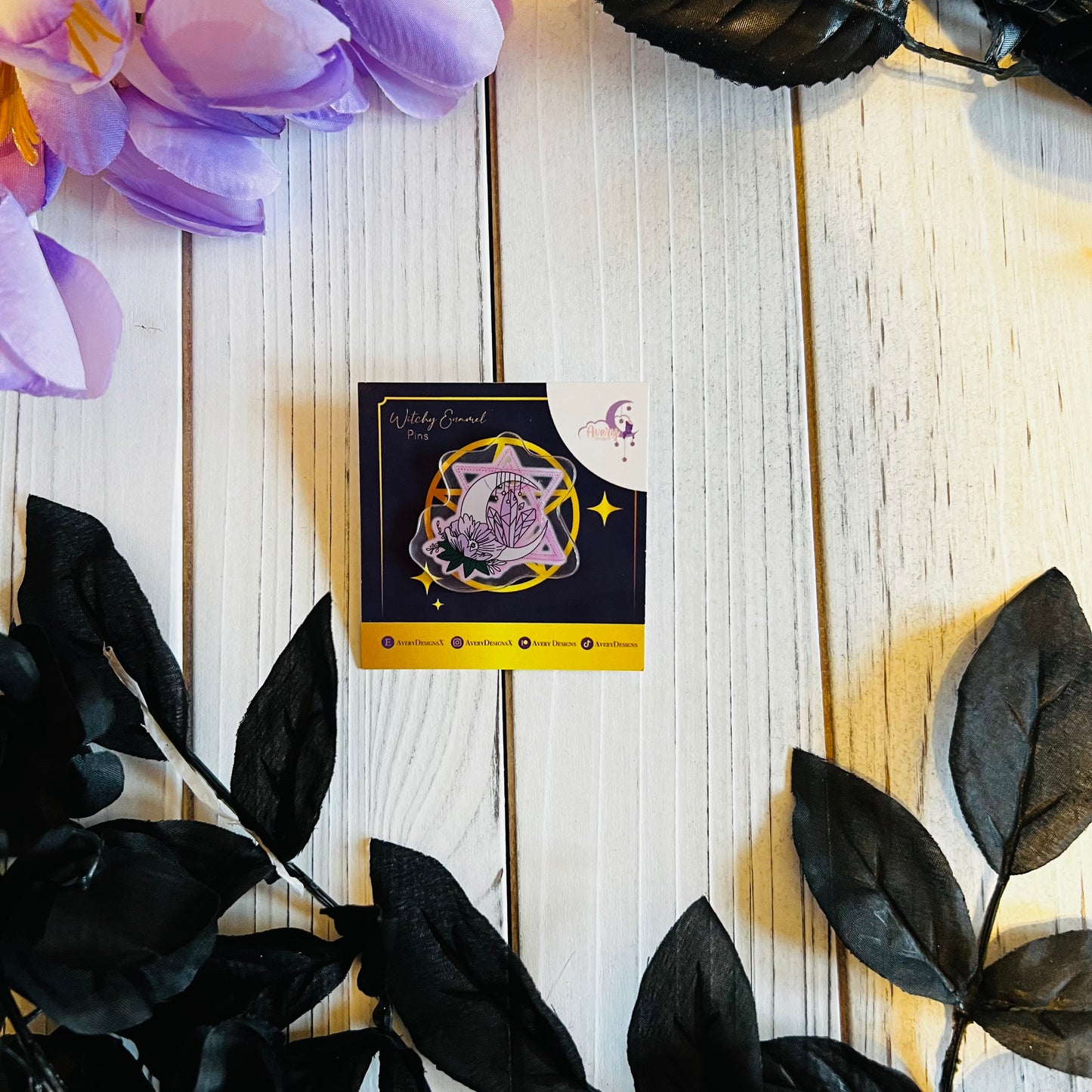 Crystal Moon Star acrylic pin |kawaii ,journal ,laptop ,water bottle Halloween sticker|