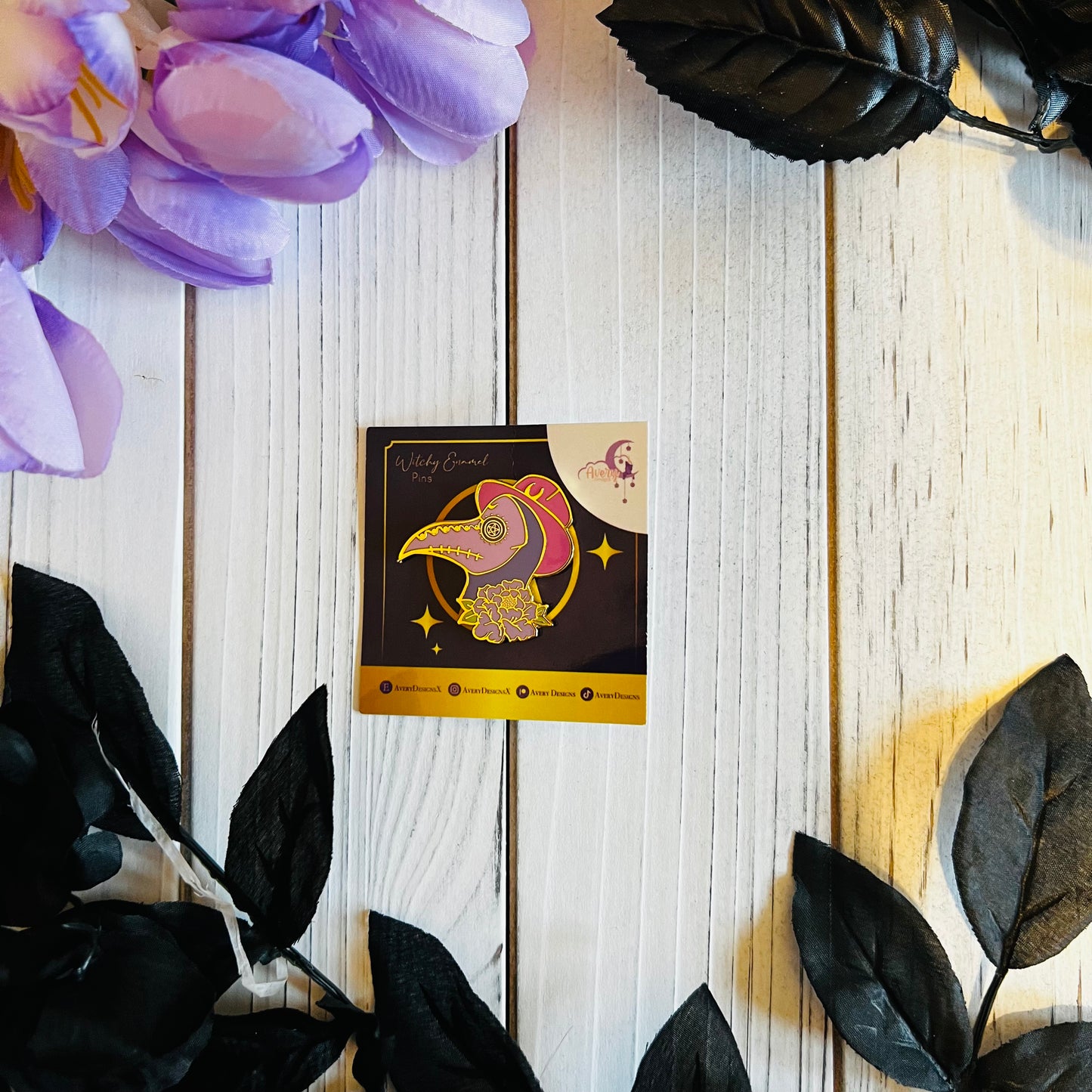 Plague Doctor hard enamel pin | crystal pin , moon pin , astrology , witch pin , witch gift , crystals