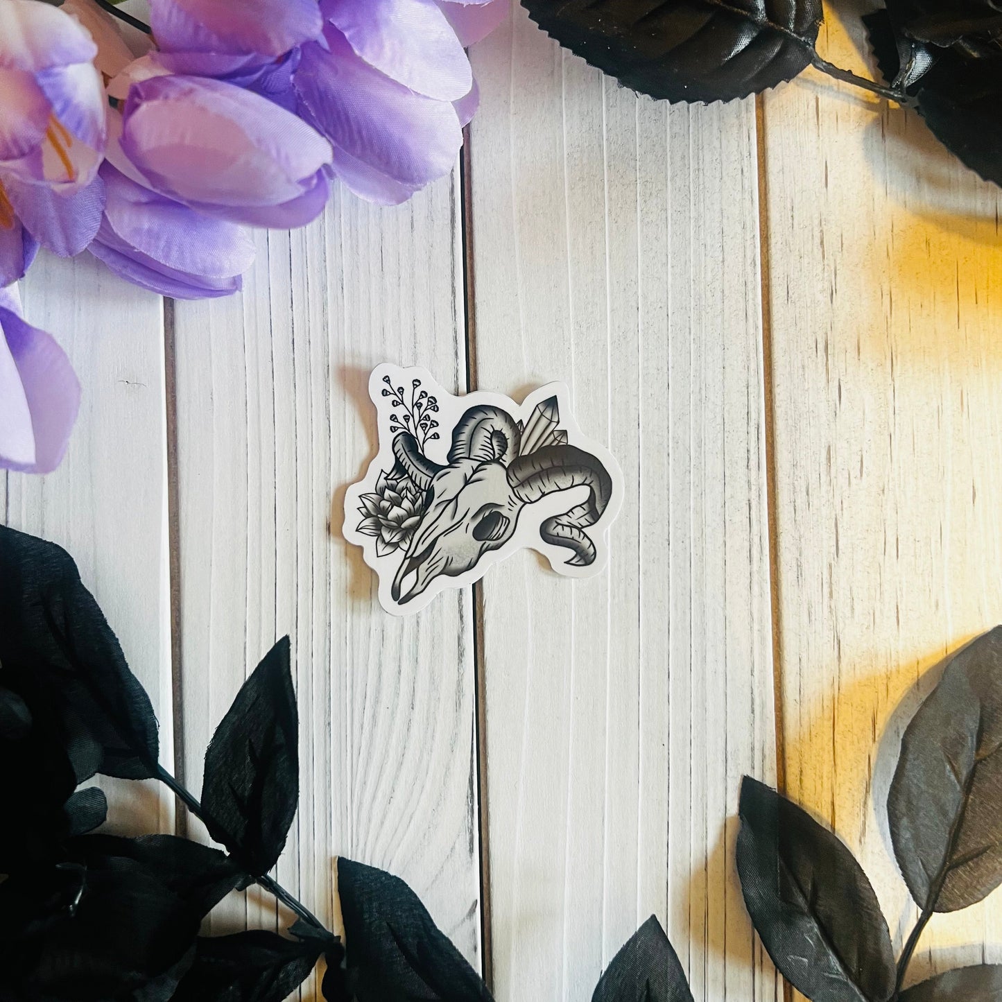 Goat skull sticker  laptop journal waterbottle , waterproof