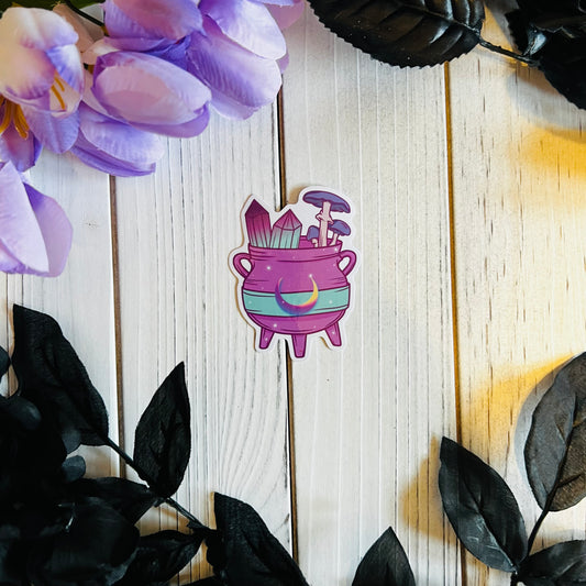 Crystals Cauldron sticker laptop journal waterbottle , waterproof