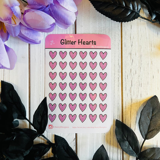 42pc Glitter Heart Stickers |Matte laptop ,journal Stickers |