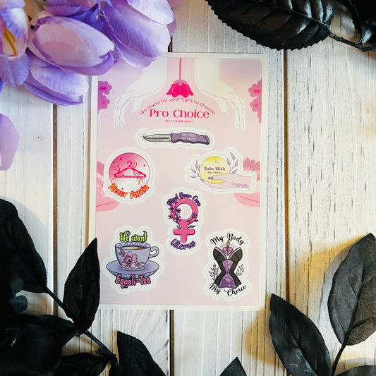 Pro-choice Sticker sheet Sticker laptop journal waterbottle , waterproof