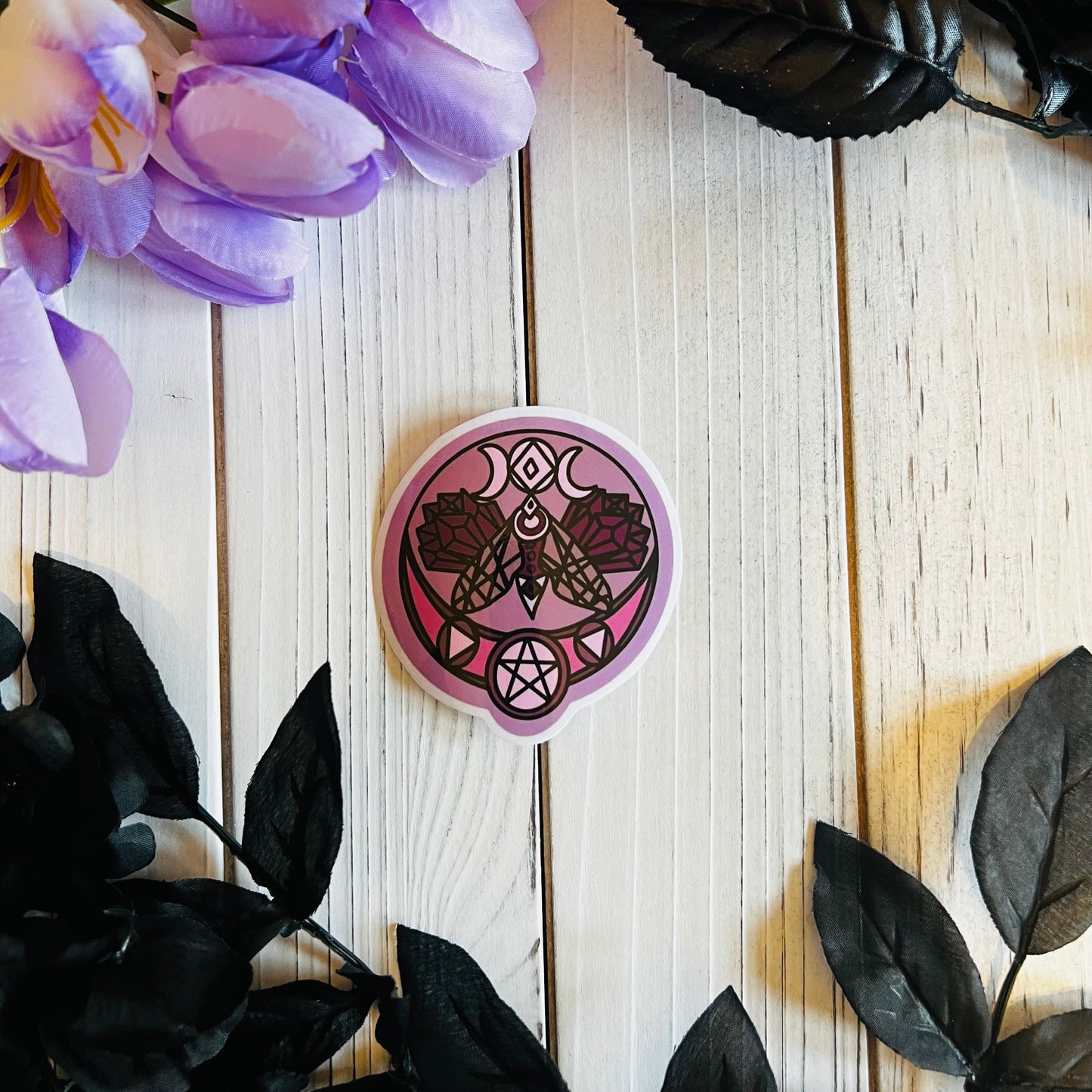 Witchy Moth  crystal sticker laptop journal waterbottle , waterproof