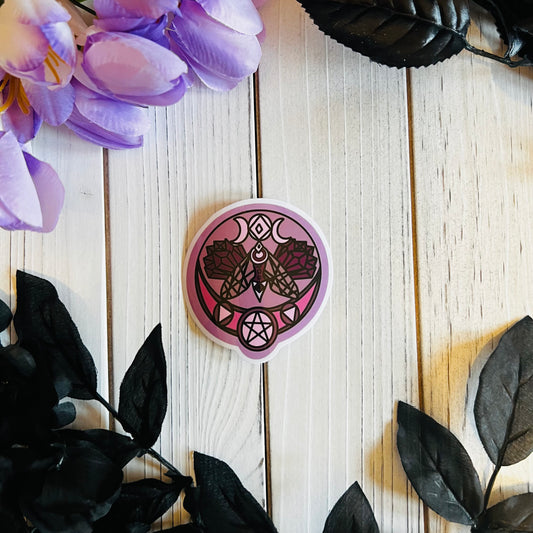 Witchy Moth  crystal sticker laptop journal waterbottle , waterproof