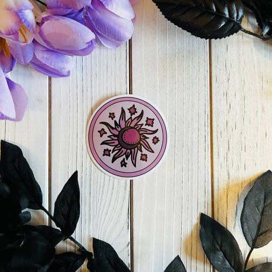 Kawaii Witch Moon & Sun Sticker |laptop, journal waterproof  sticker |
