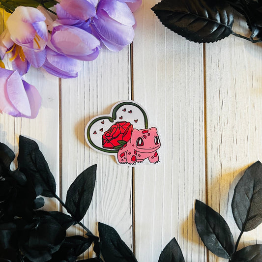 Rose Bulbasaur sticker | journal , laptop , waterproof, waterbottle, hydroflask