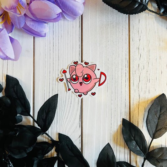 Jigglypuff Cupid sticker | laptop , journal , waterproof waterbottle , bulletjournal