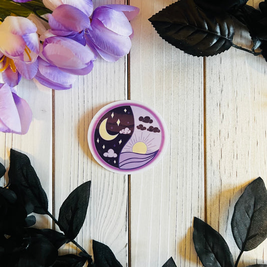 Day/Night sticker laptop journal waterbottle , waterproof ,