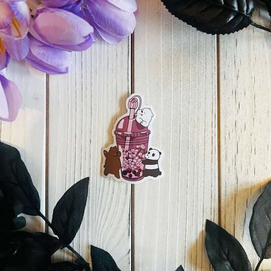 We Bare Bear Edition Sakura Cup |Laptop Journal Waterproof Sticker|