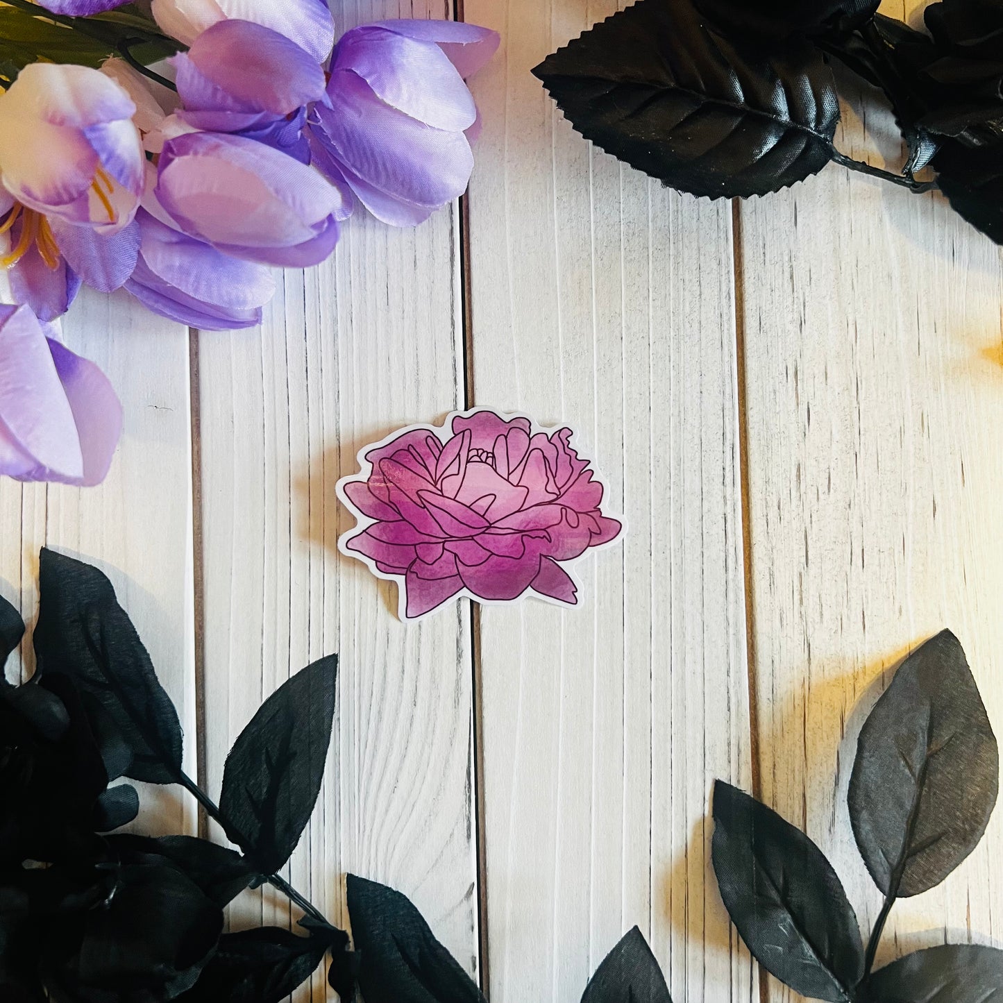 Watercolor Pink Flower sticker | waterproof , hydroflask , waterbottle , journal , billet journal