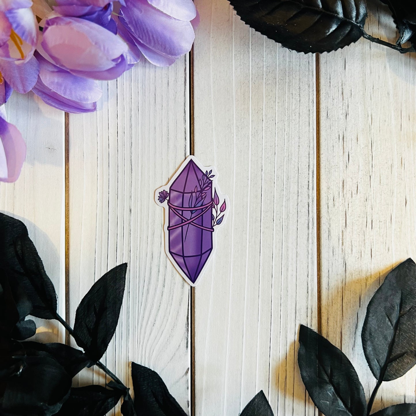 Amethyst Crystal  sticker laptop journal waterbottle , waterproof