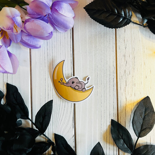 Elephant moon sticker | waterproof , laptop , journal, waterbottle sticker