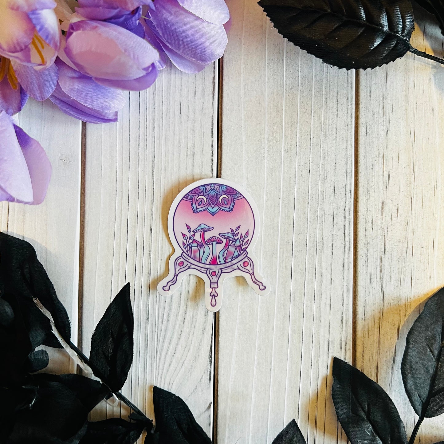 Pastel Mushroom Crystal ball sticker |kawaii ,journal ,laptop ,water bottle Halloween sticker|