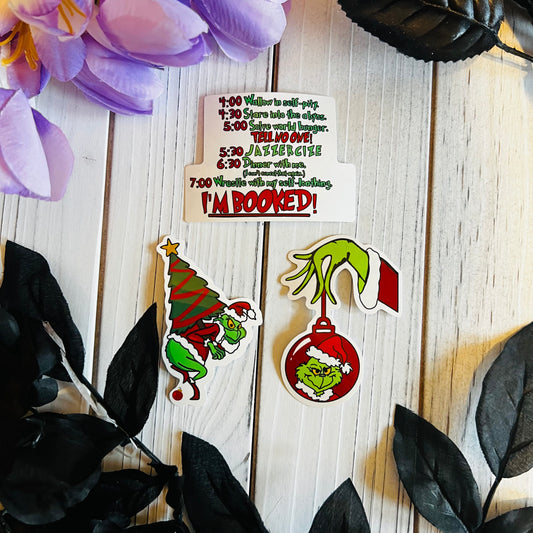 Grinch Trio Set   laptop journal waterbottle , waterproof , hydroflask
