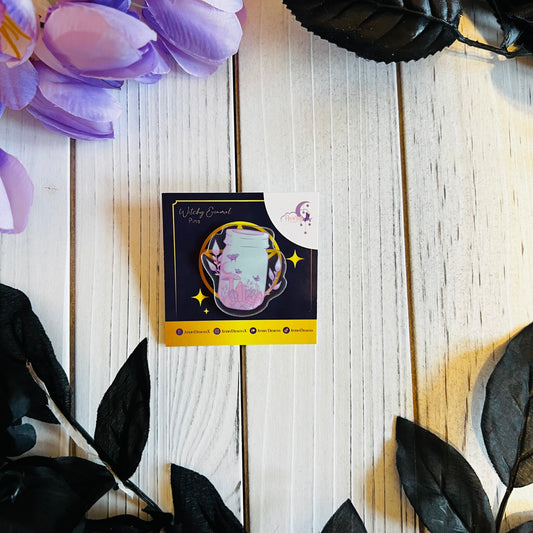 Witches Jar acrylic pin |kawaii ,journal ,laptop ,water bottle Halloween sticker|