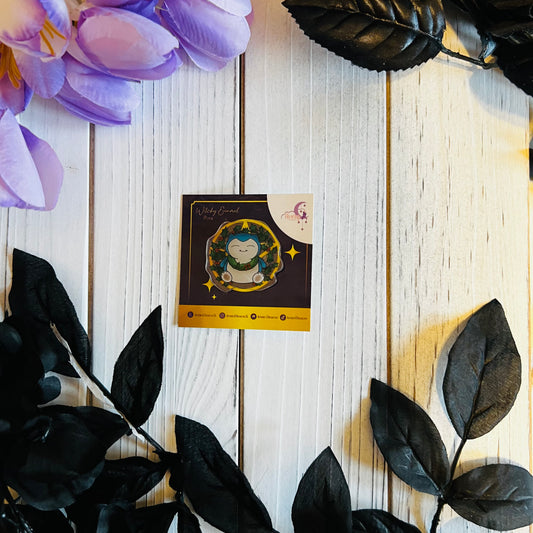 Holiday Snorlax Pokémon acrylic pin |kawaii ,journal ,laptop ,water bottle Halloween sticker|