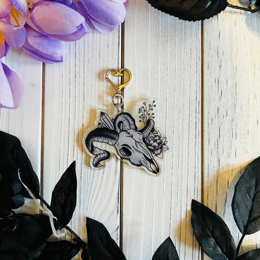 Goat skull keychain sticker laptop journal waterbottle , waterproof , hydroflask