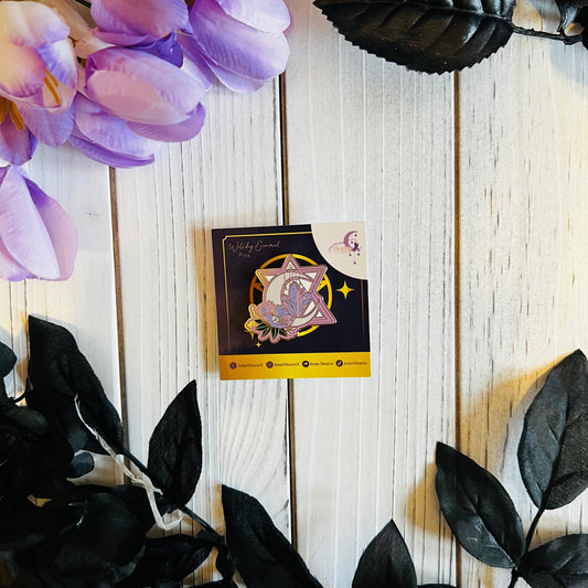 Crystal moon hard enamel pin | crystal pin , moon pin , astrology , witch pin , witch gift , crystals