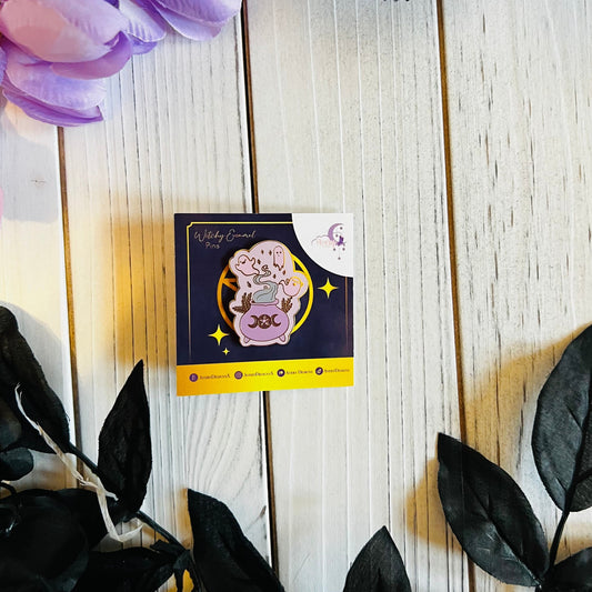 Ghost cauldron enamel pin | witchy pin , witchcraft , hard pin , ghost pins , Halloween pins