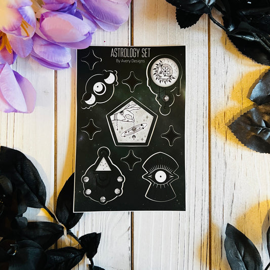 Astrology sticker sheet laptop journal waterbottle , waterproof , hydroflask