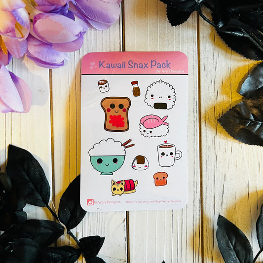 Kawaii Sweet Snack Pack |Laptop Journal Vinyl Sticker |
