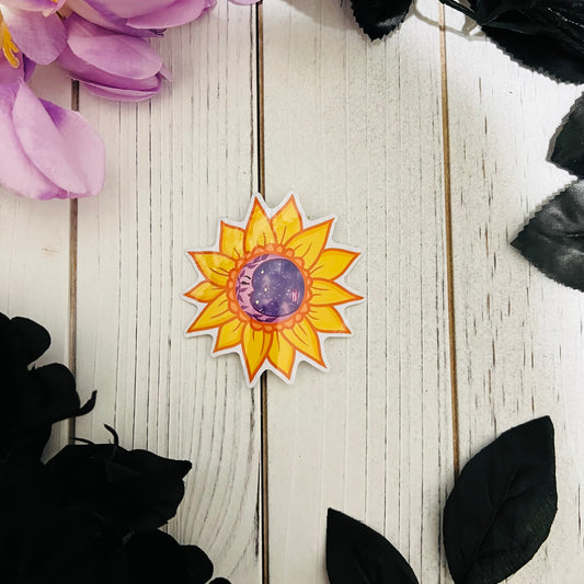 Moon Sunflower sticker laptop journal waterbottle , waterproof , hydroflask
